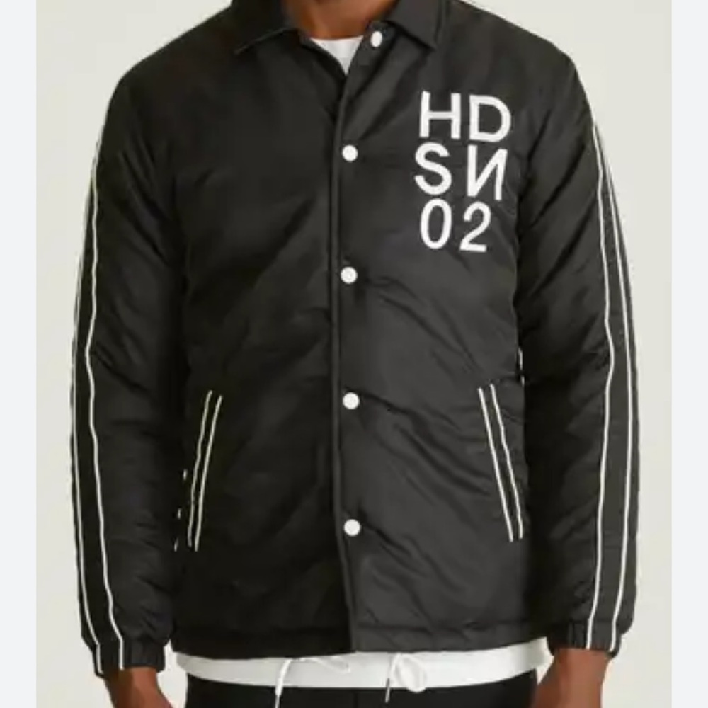 Hudson Jeans co NWT SZ SM Logo Varsity jacket in black /white color way